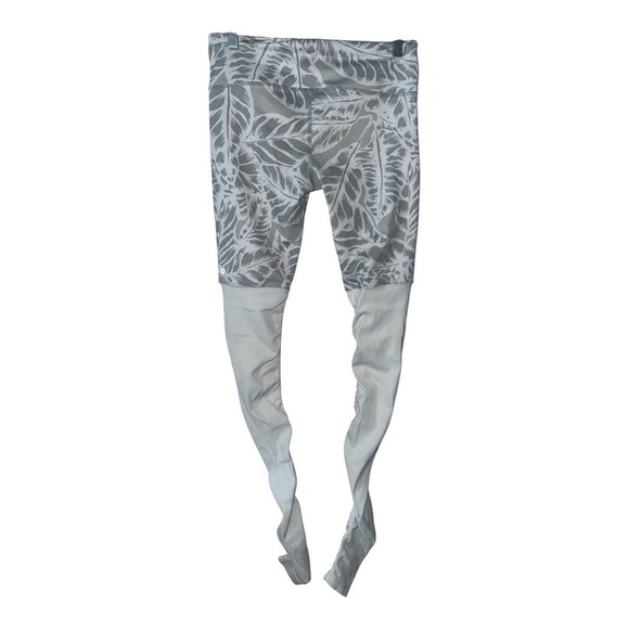 Alo White/Gray Palm Leaf Goddess Leggings, Small - Picture 3 of 10